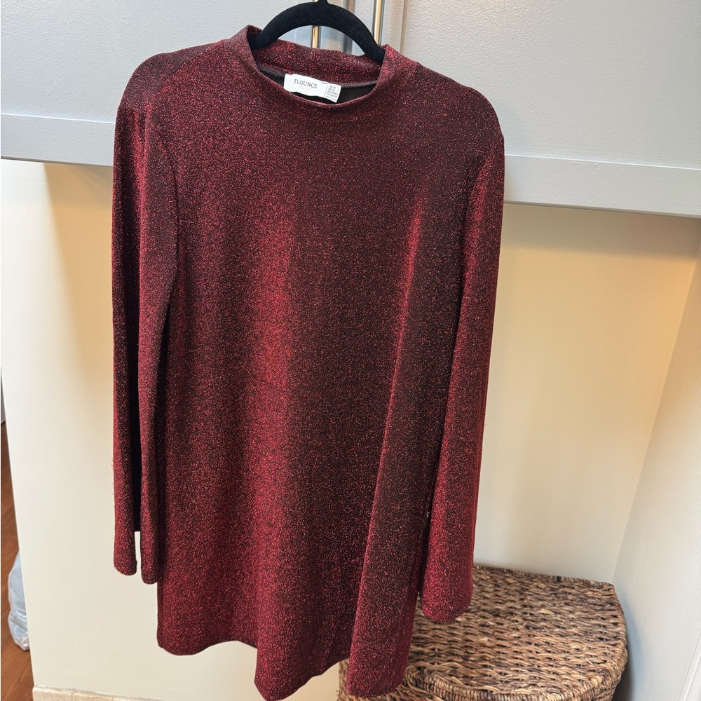 Shimmery Mini Dress w/ Bell Sleeves